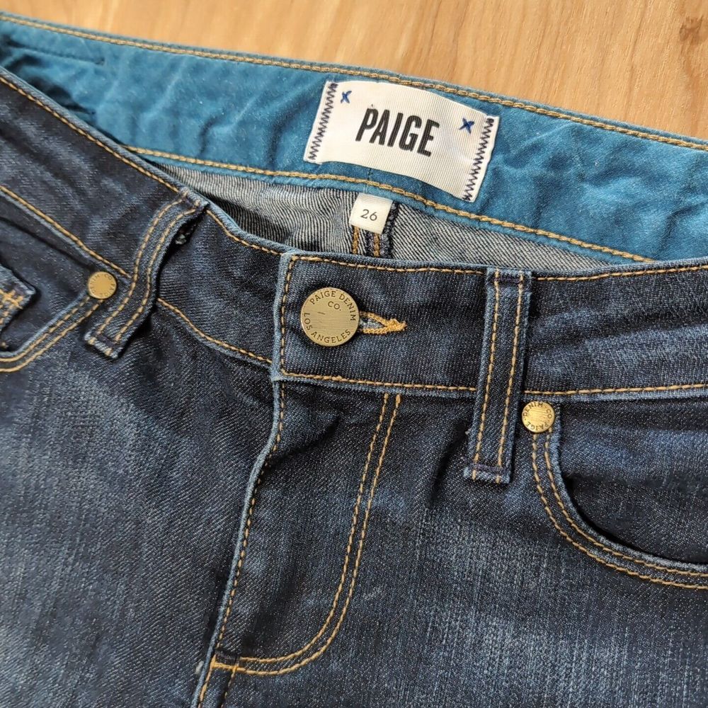Paige Jeansâ Womens 26x31 Blue Skyline Skinny Stretch Denim Mid Rise Pant Black